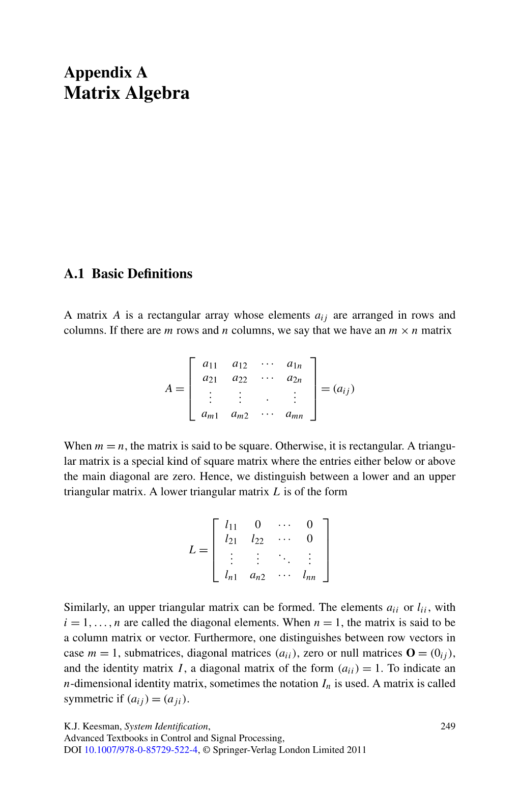 Matrix Algebra