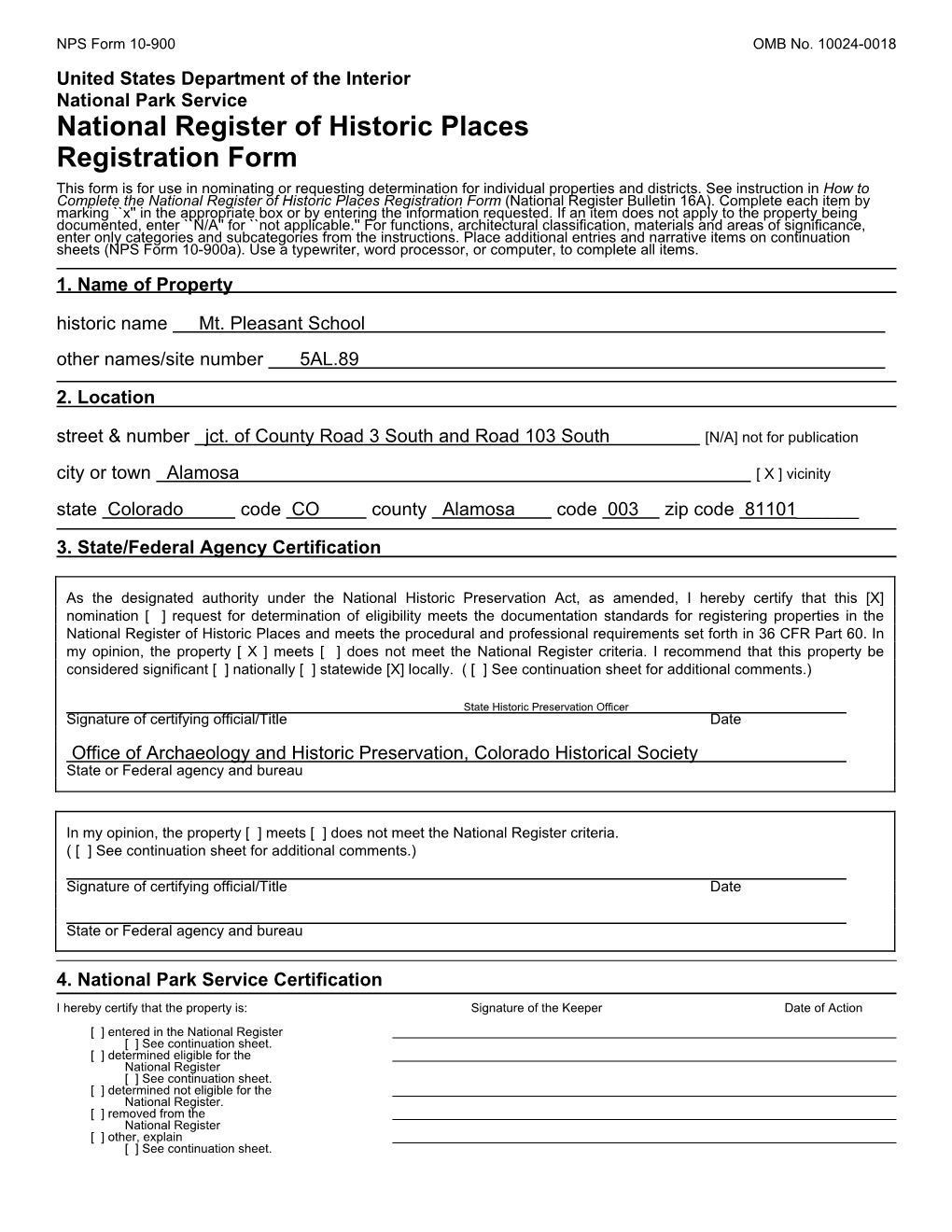 National Register of Historic Places Registration Form