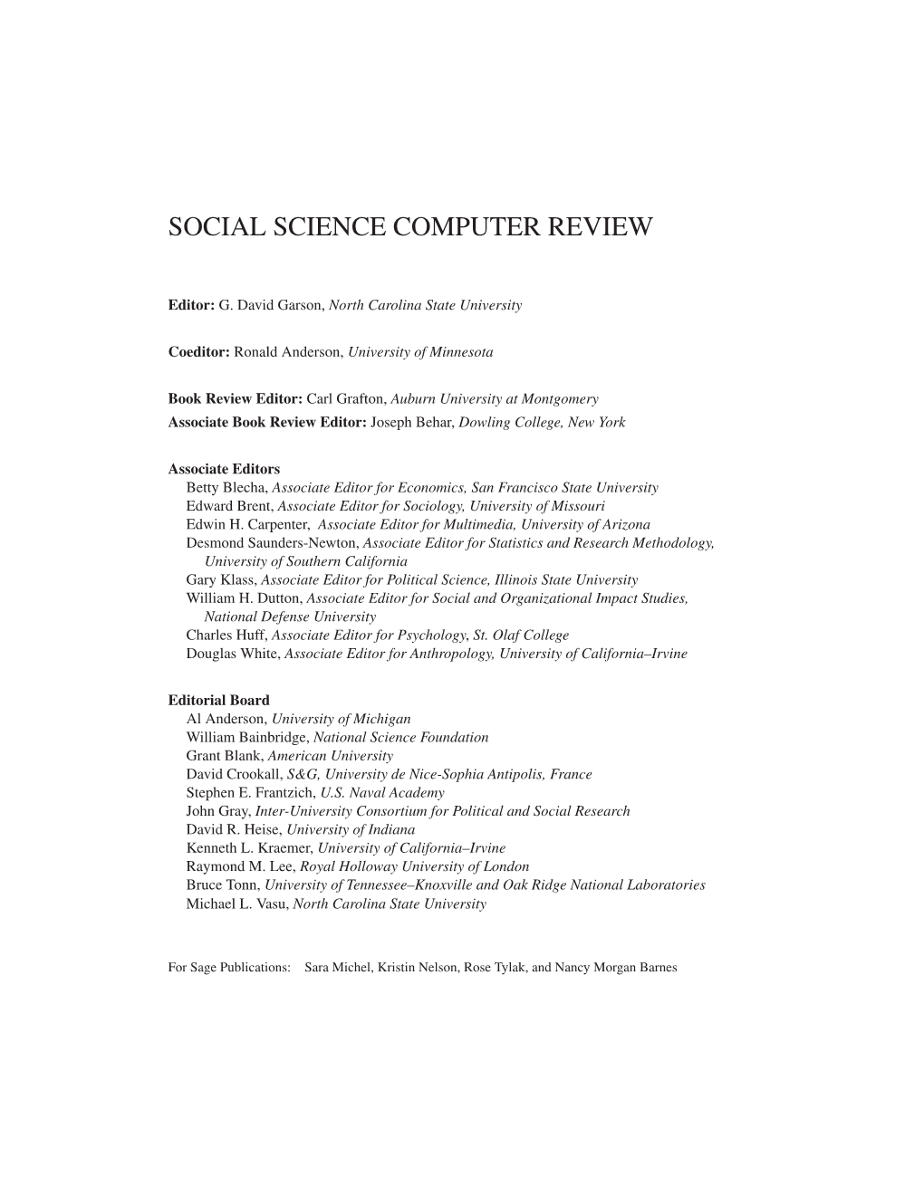 Social Science Computer Review