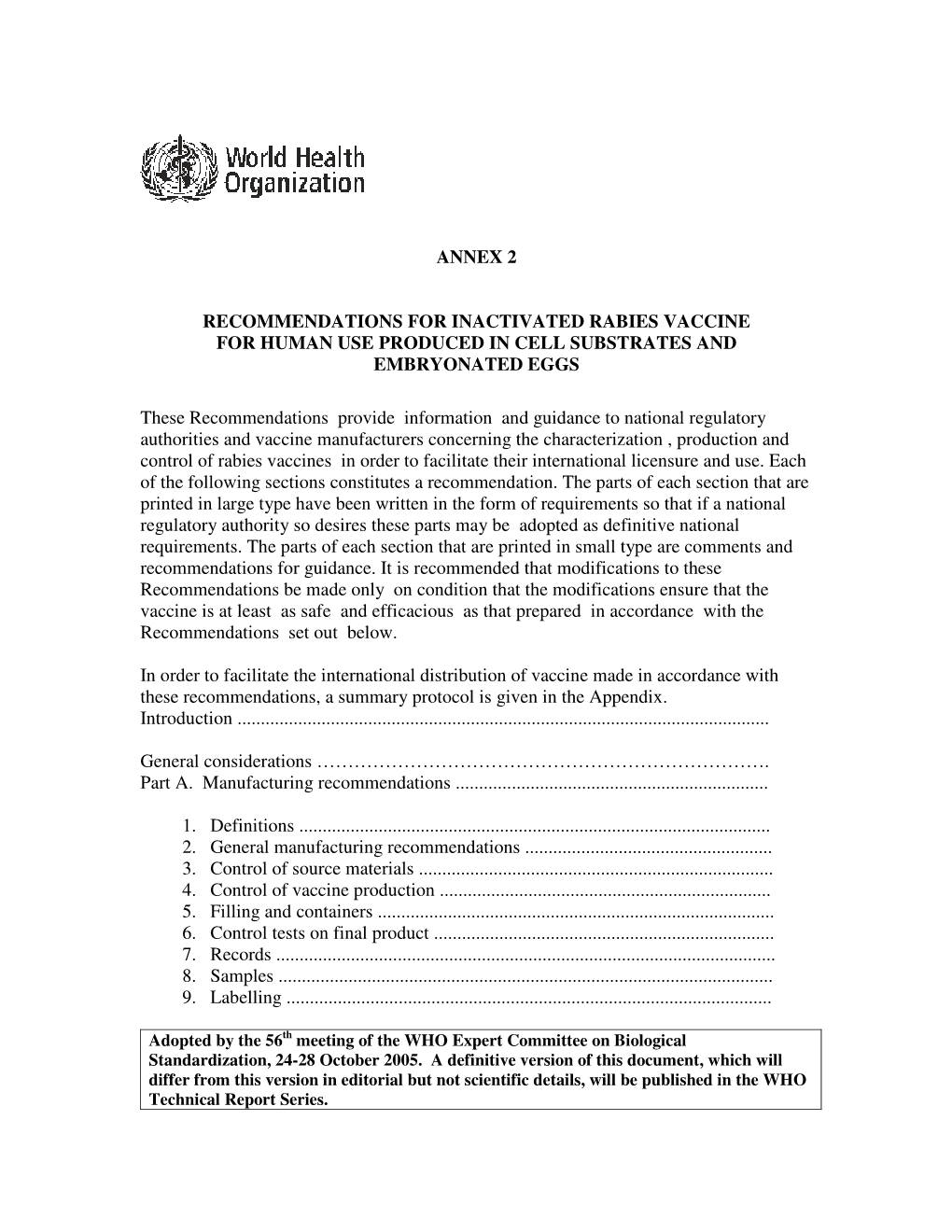 Annex 2 Recommendations for Inactivated Rabies Vaccine