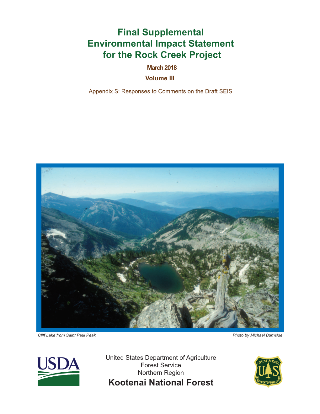 Appendix S Comment Responses Volume III to Rock Creek Final SEIS