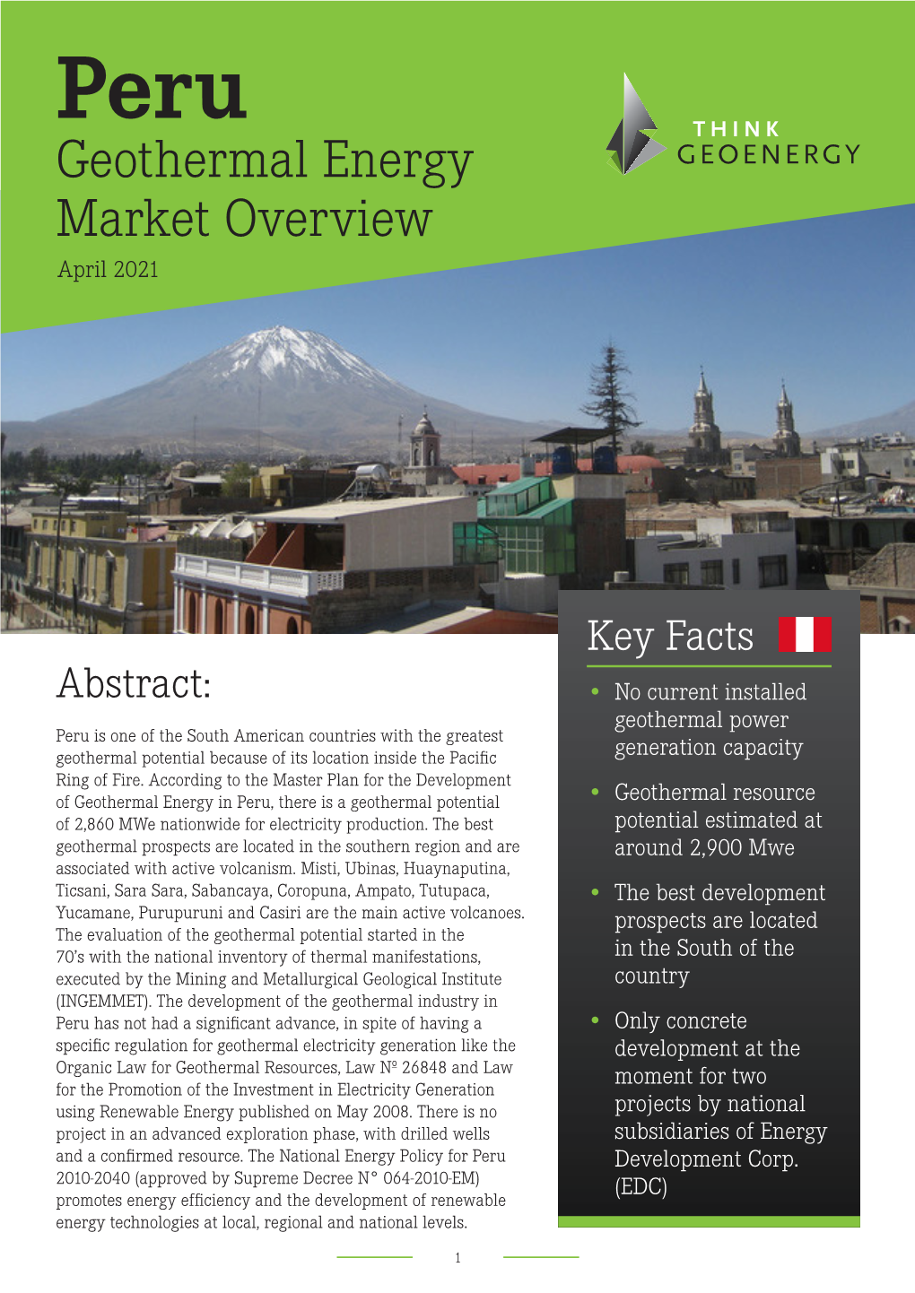 Peru Geothermal Energy Market Overview Peru Geothermal Energy Market Overview April 2021