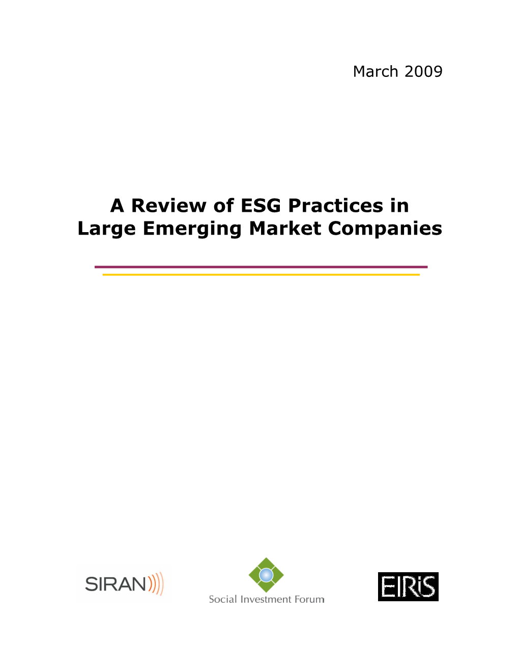A Review of ESG Practices in Large Emerging Market Companies