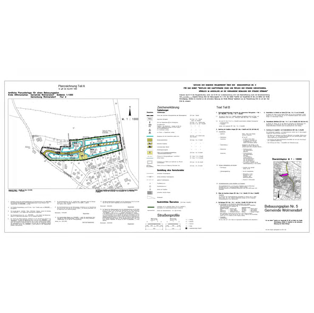 Straßenprofile Bebauungsplan Nr. 5 Gemeinde Wolmersdorf