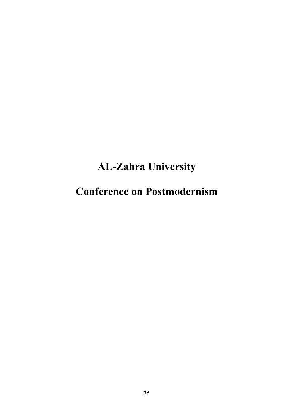 AL-Zahra University Conference on Postmodernism