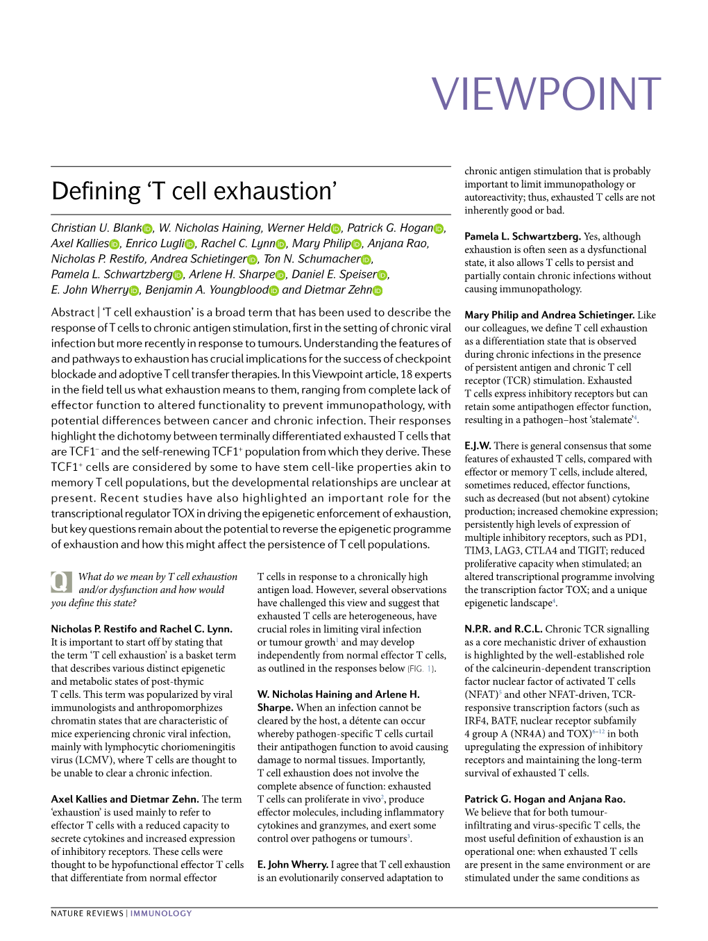 T Cell Exhaustion’ Autoreactivity; Thus, Exhausted T Cells Are Not Inherently Good Or Bad