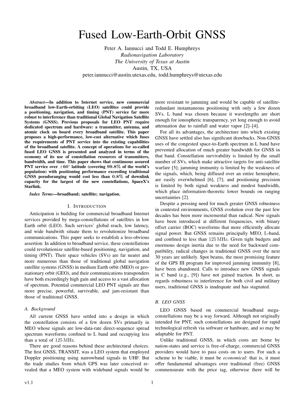 Fused Low-Earth-Orbit GNSS Peter A