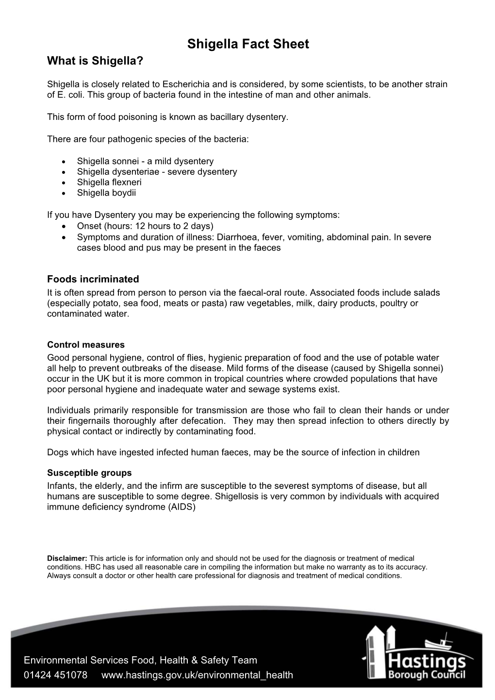 Shigella Fact Sheet What Is Shigella?