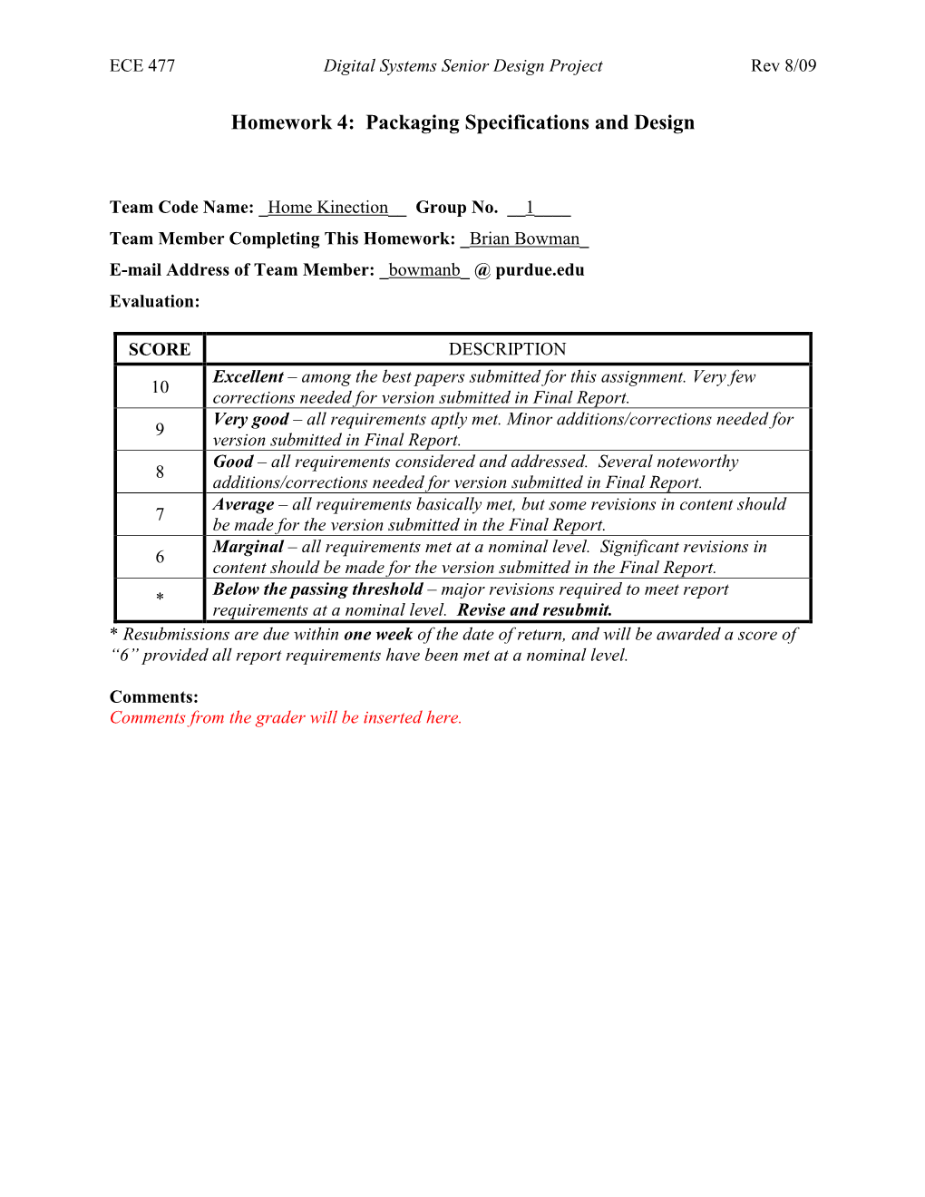 Homework 4: Packaging Specifications and Design