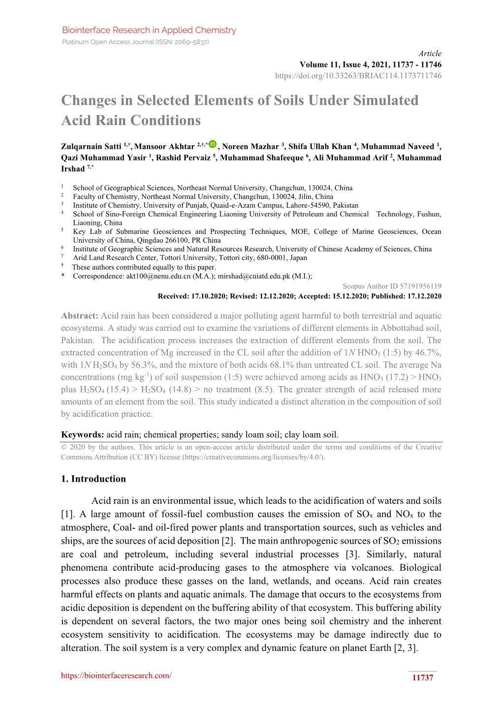 Changes in Selected Elements of Soils Under Simulated Acid Rain Conditions