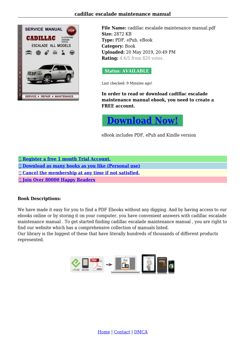 Cadillac Escalade Maintenance Manual