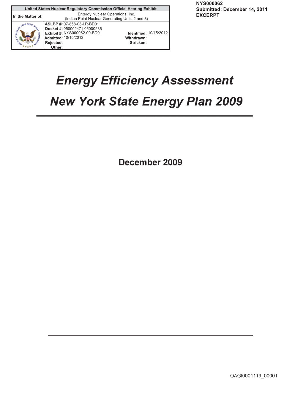 New York State Energy Plan, Energy Efficiency Assessment