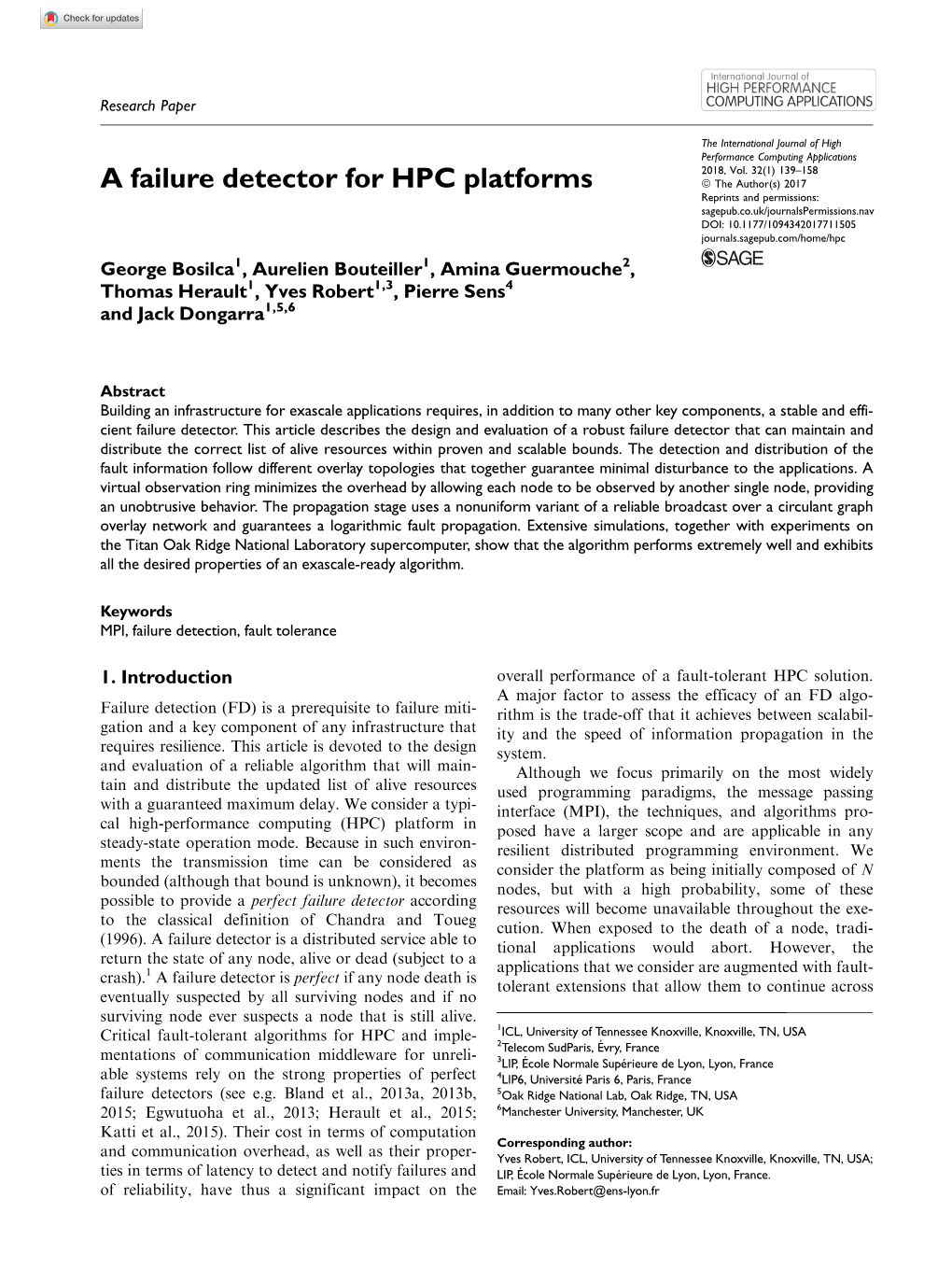 A Failure Detector for HPC Platforms