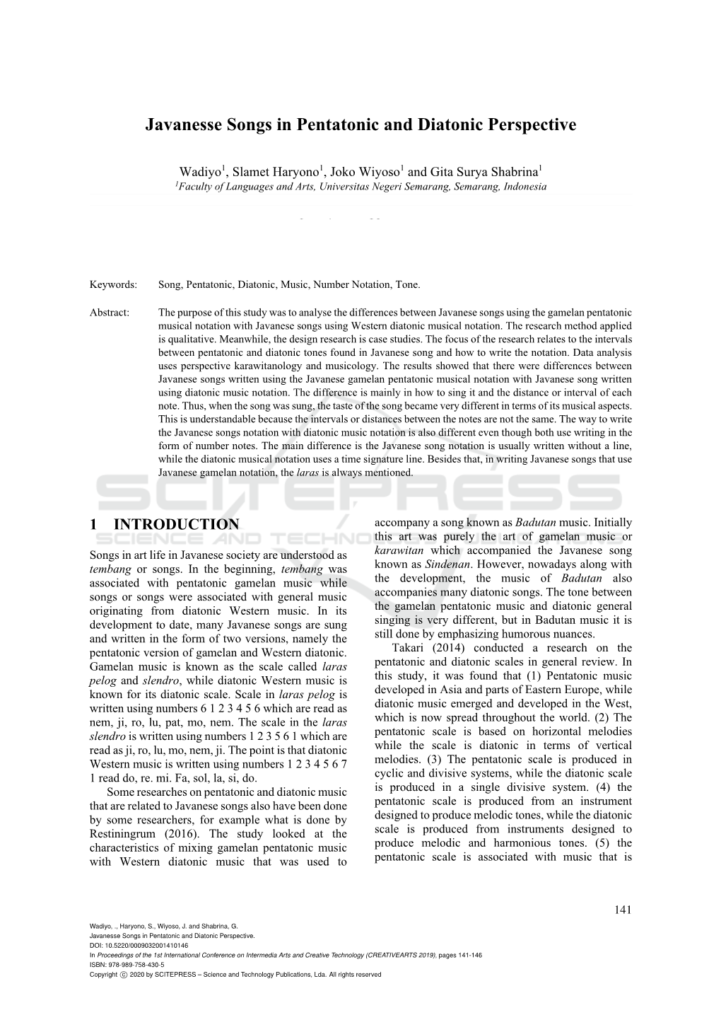 Javanesse Songs in Pentatonic and Diatonic Perspective