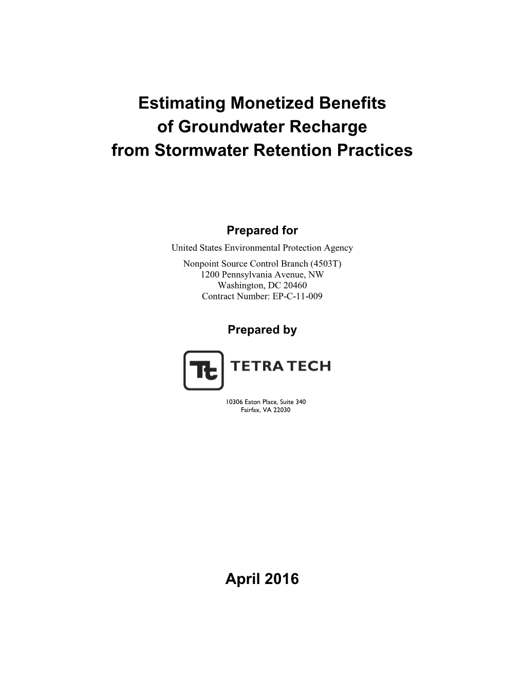 Estimating Monetized Benefits of Groundwater Recharge from Stormwater Retention Practices