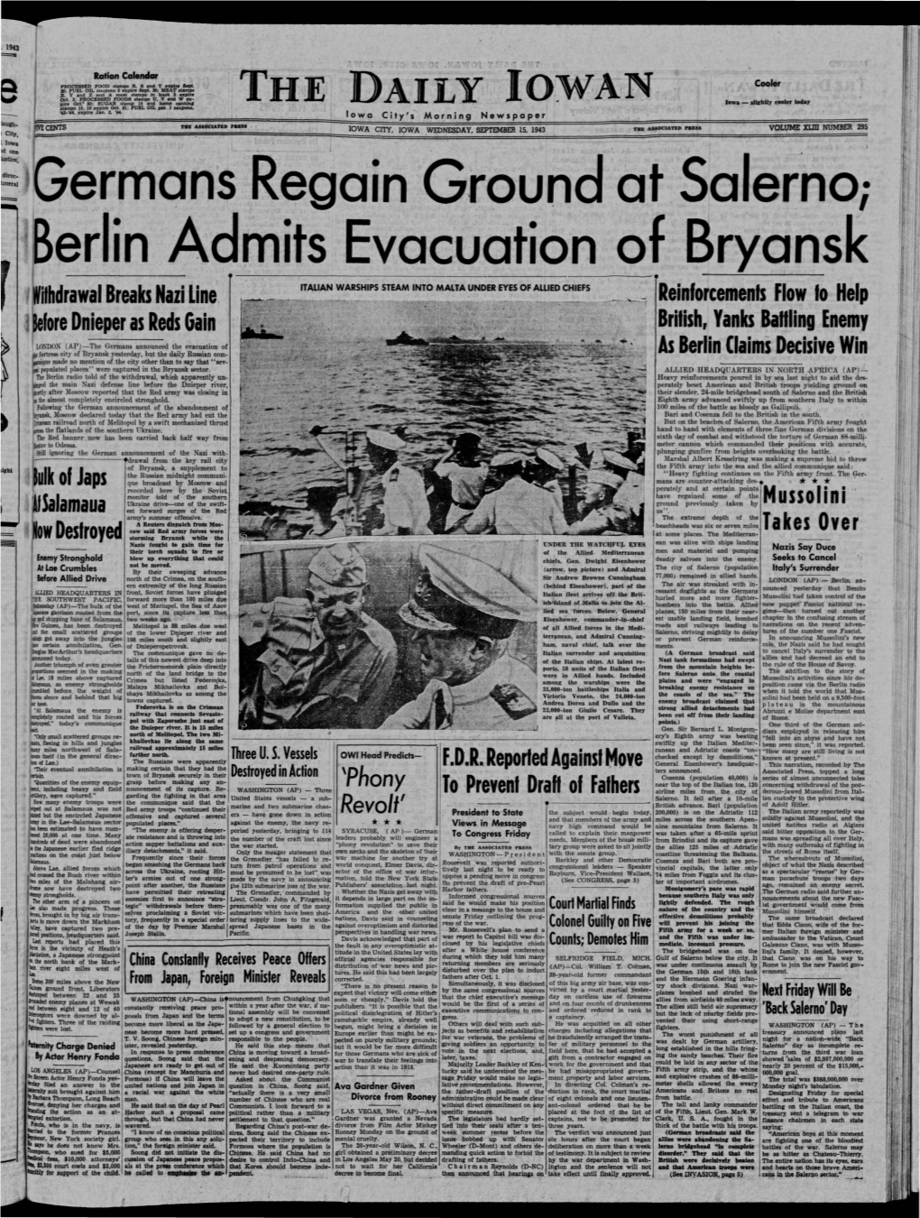 Daily Iowan (Iowa City, Iowa), 1943-09-15
