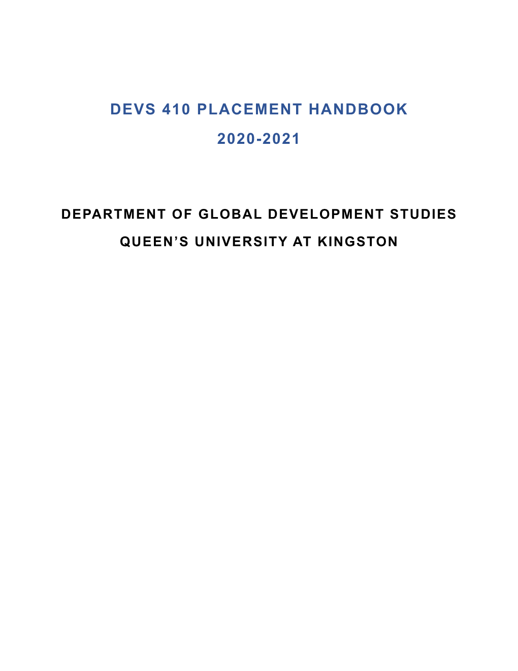 Devs 410 Placement Handbook 2020-2021