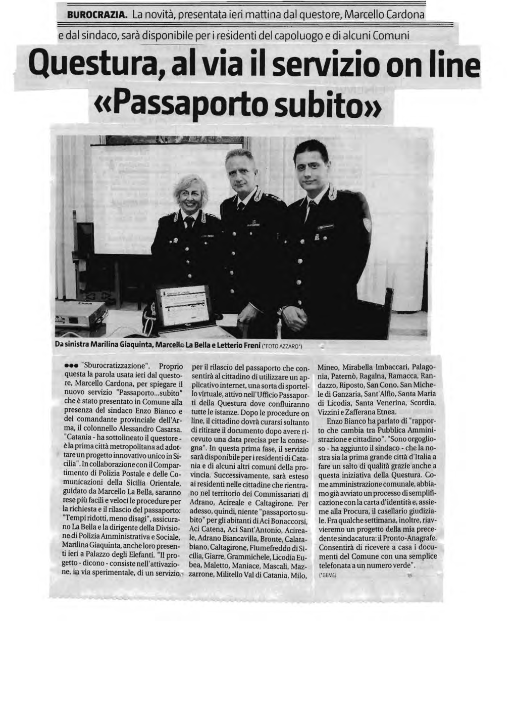 Questura, Al Via Il Servizio on Line «Passaporto Subito»