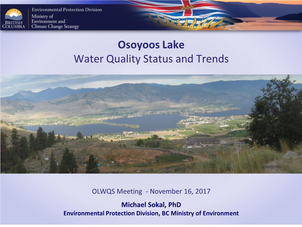 Osoyoos Lake Water Quality Status and Trends