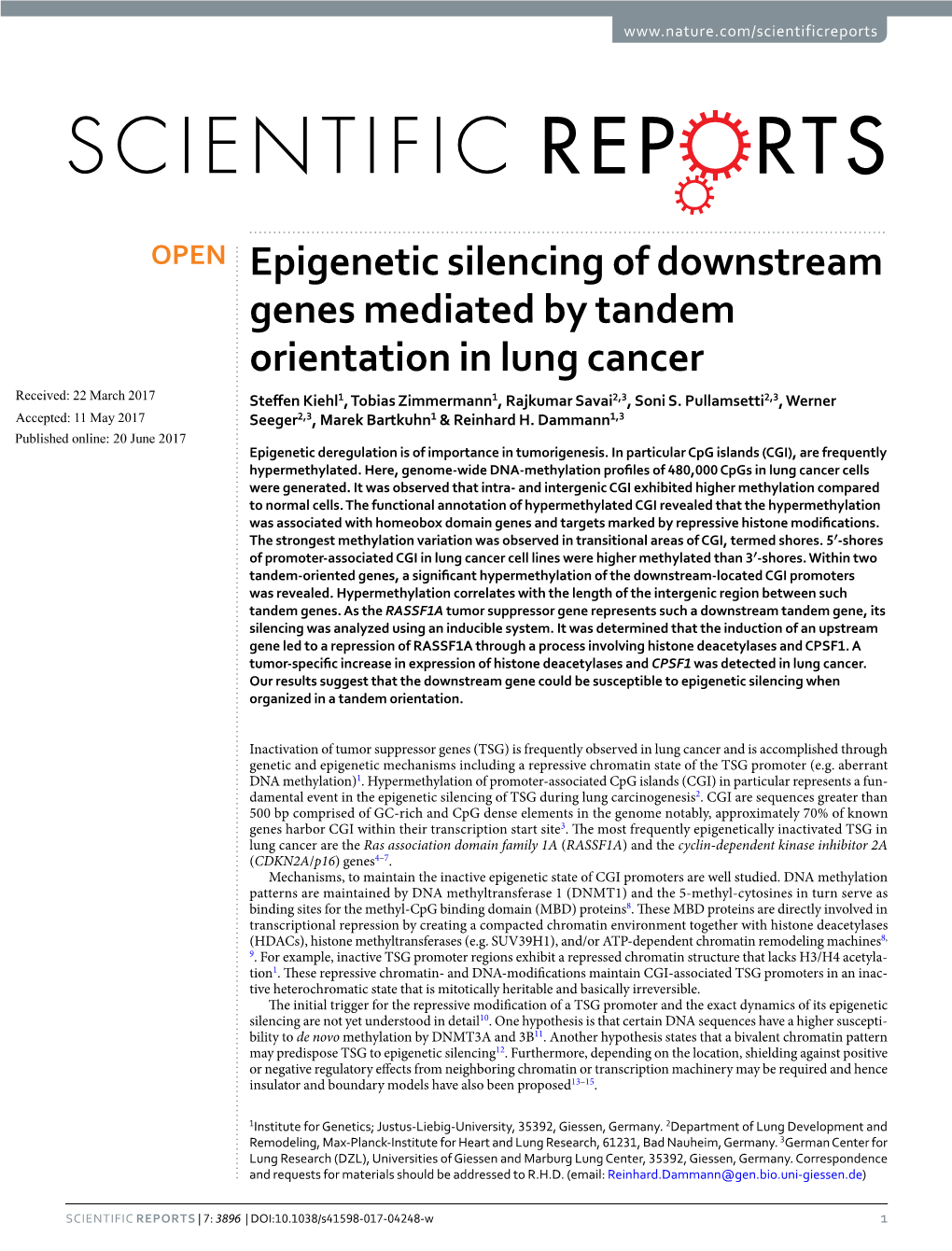 Epigenetic Silencing of Downstream Genes Mediated by Tandem Orientation in Lung Cancer