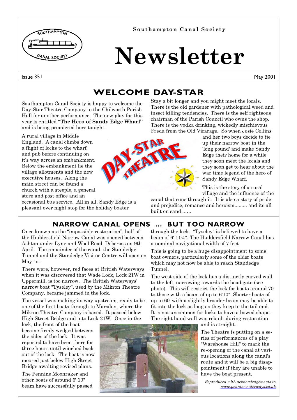 Southampton Canal Society Newsletter Issue 351 May 2001