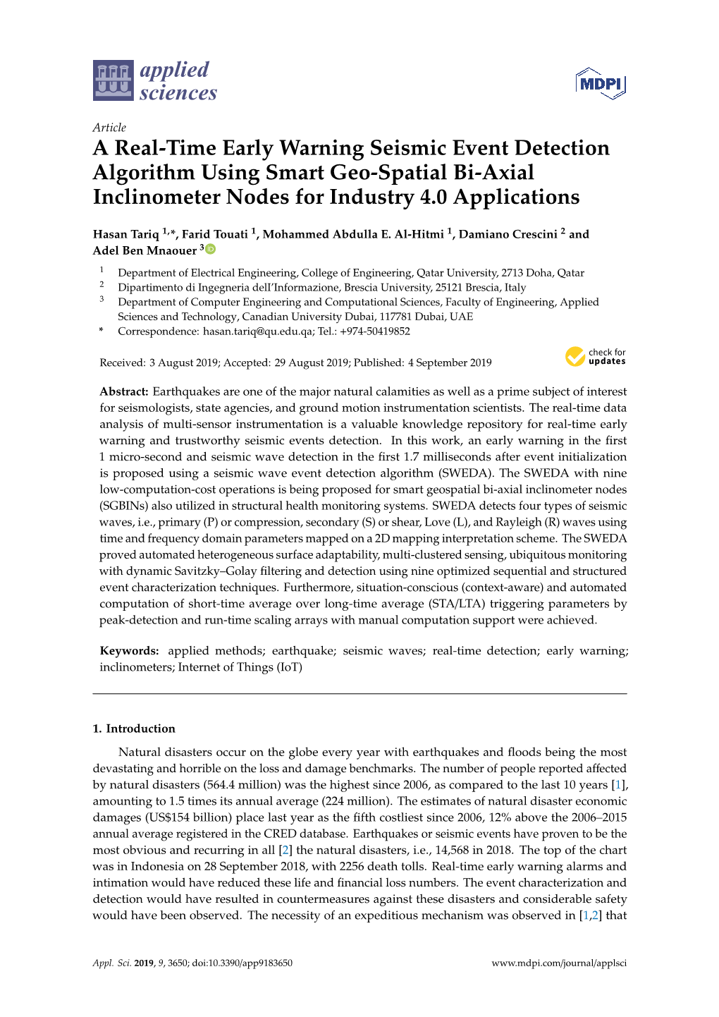 A Real-Time Early Warning Seismic Event Detection Algorithm Using Smart Geo-Spatial Bi-Axial Inclinometer Nodes for Industry 4.0 Applications