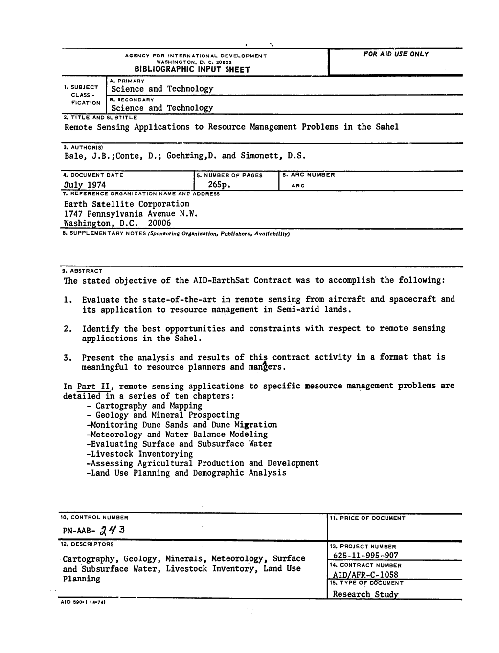 B.;Cnte, 2 and .;Waohring.D. 3 I05et, Earth Satellite