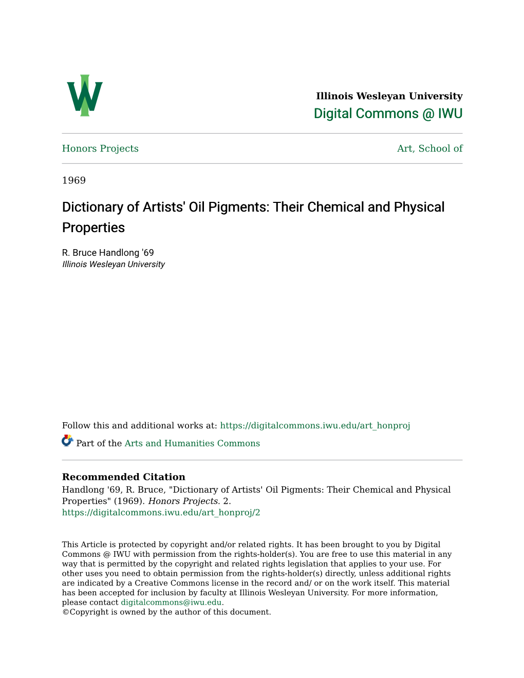 Dictionary of Artists' Oil Pigments: Their Chemical and Physical Properties