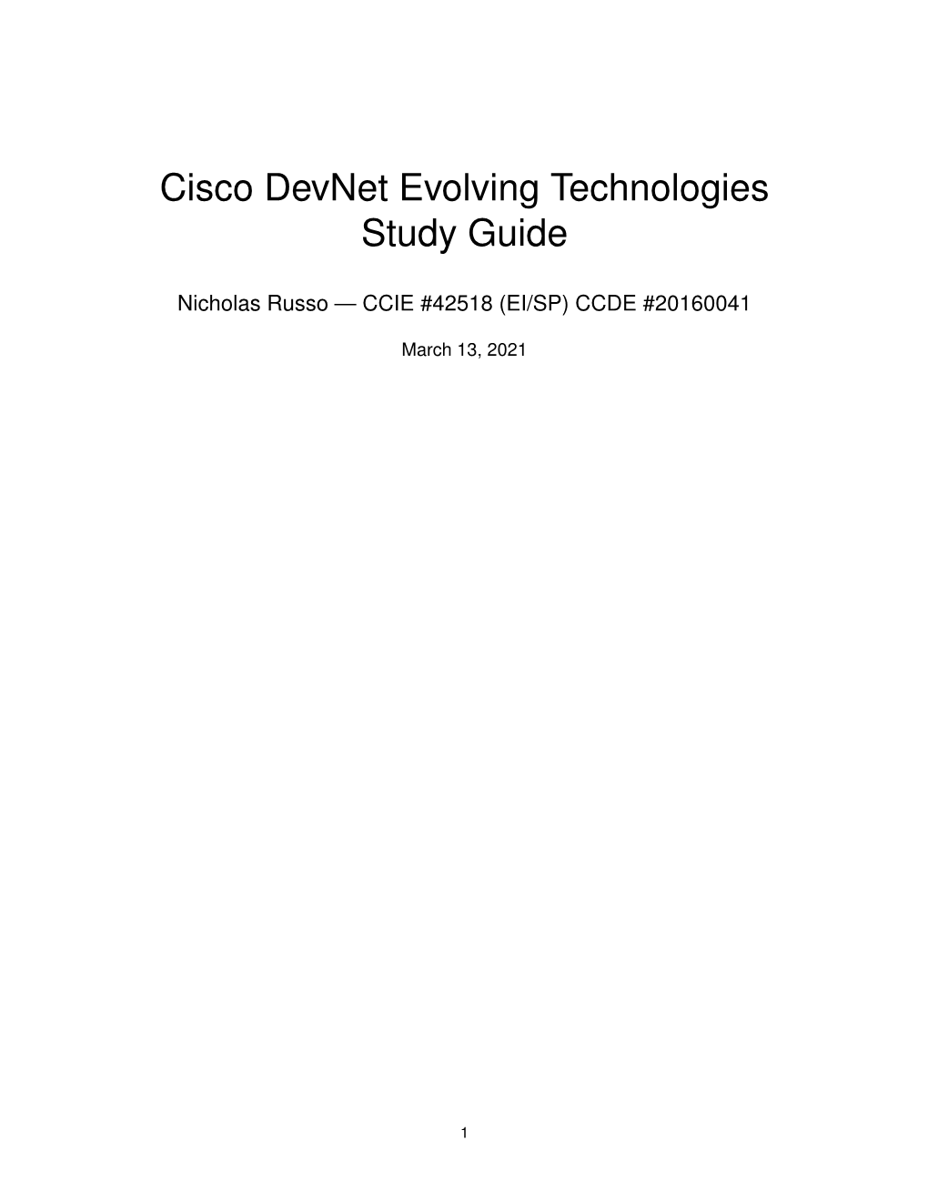 Cisco Devnet Evolving Technologies Study Guide