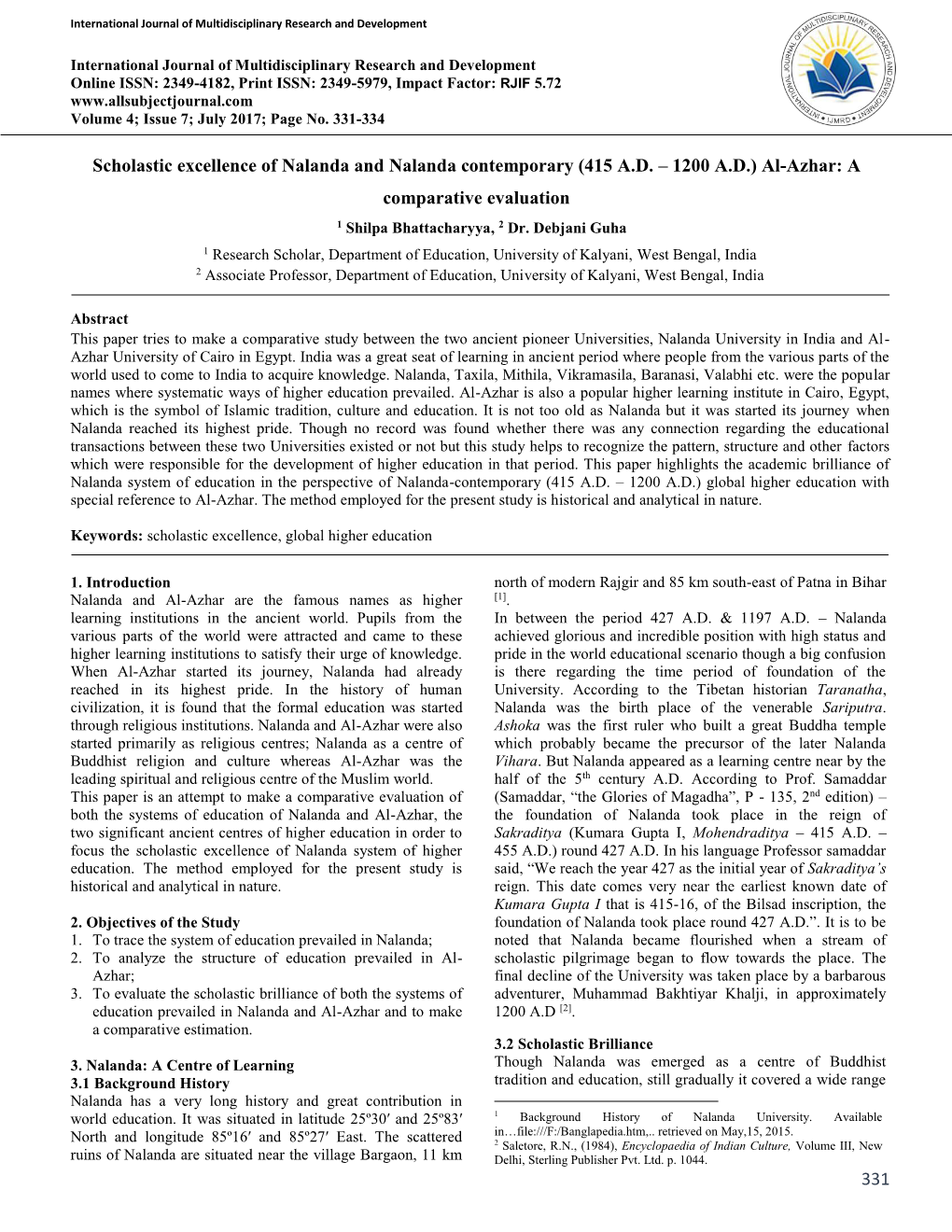 (415 AD – 1200 AD) Al-Azhar: a Comparative Evaluation