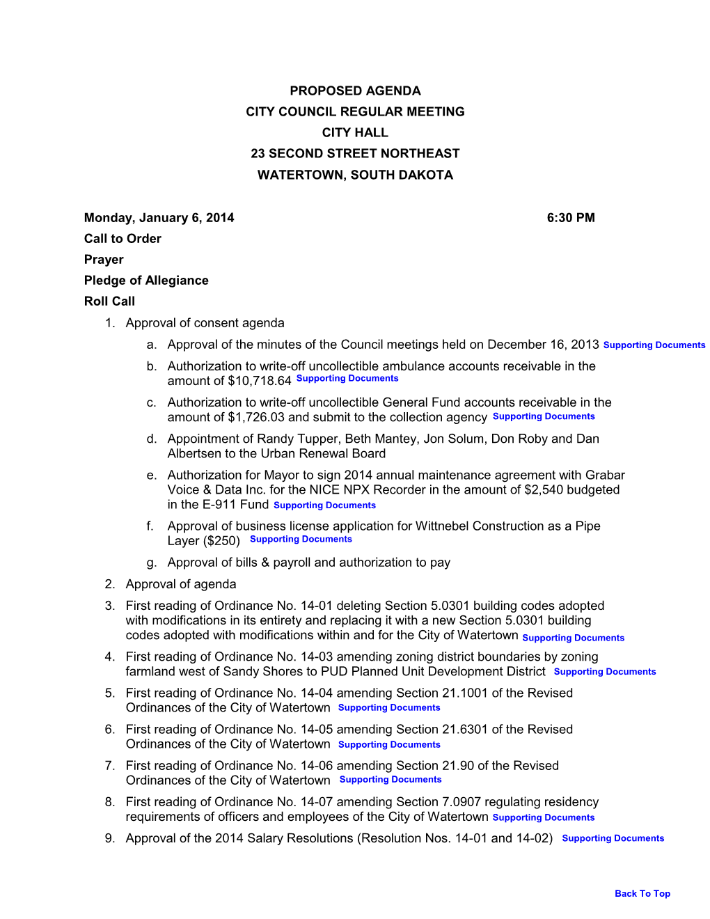 Council Agenda