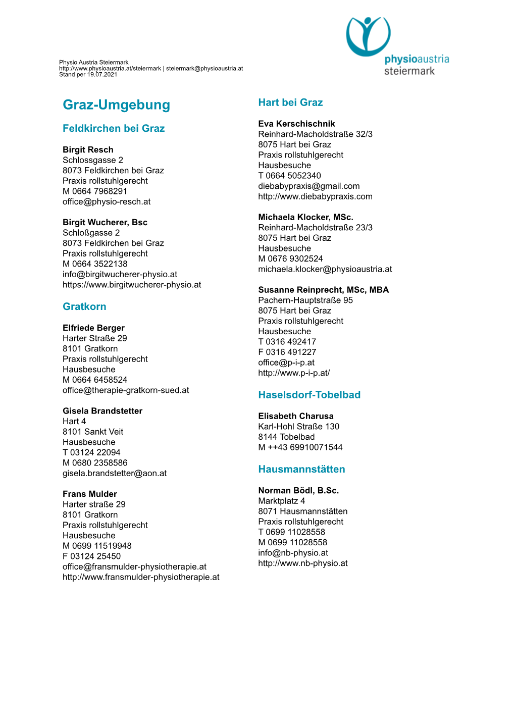 Freiberuflichen Liste Graz (Umgebung)