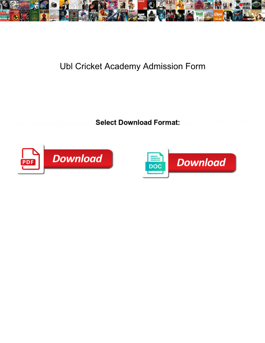 Ubl Cricket Academy Admission Form