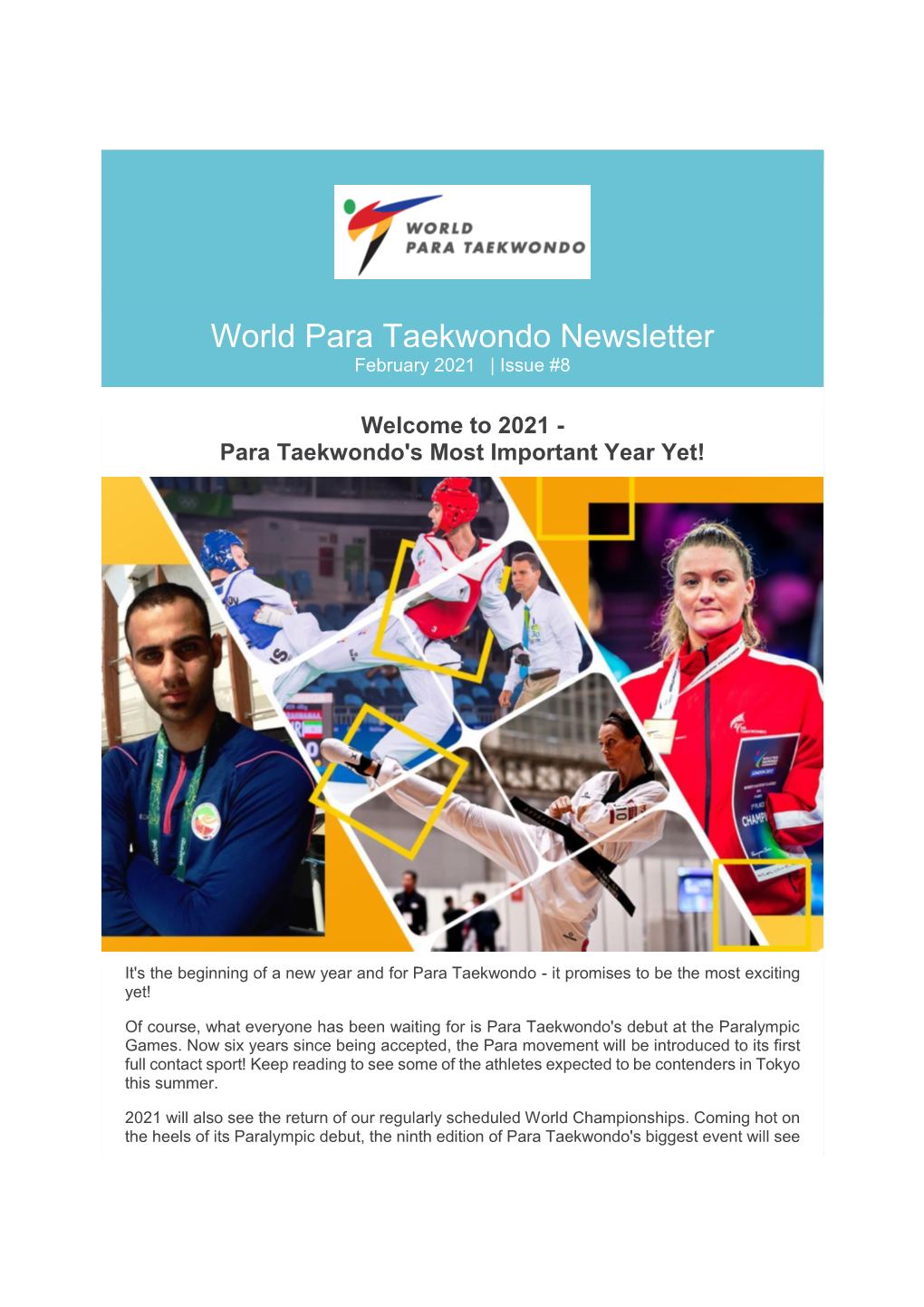 World Para Taekwondo Newsletter February 2021 | Issue #8
