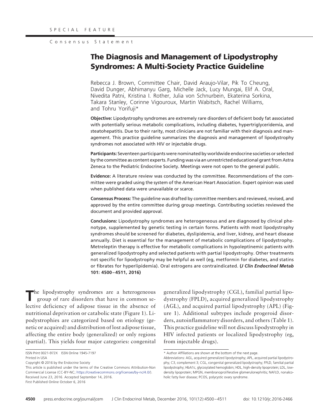 The Diagnosis and Management of Lipodystrophy Syndromes: a Multi-Society Practice Guideline