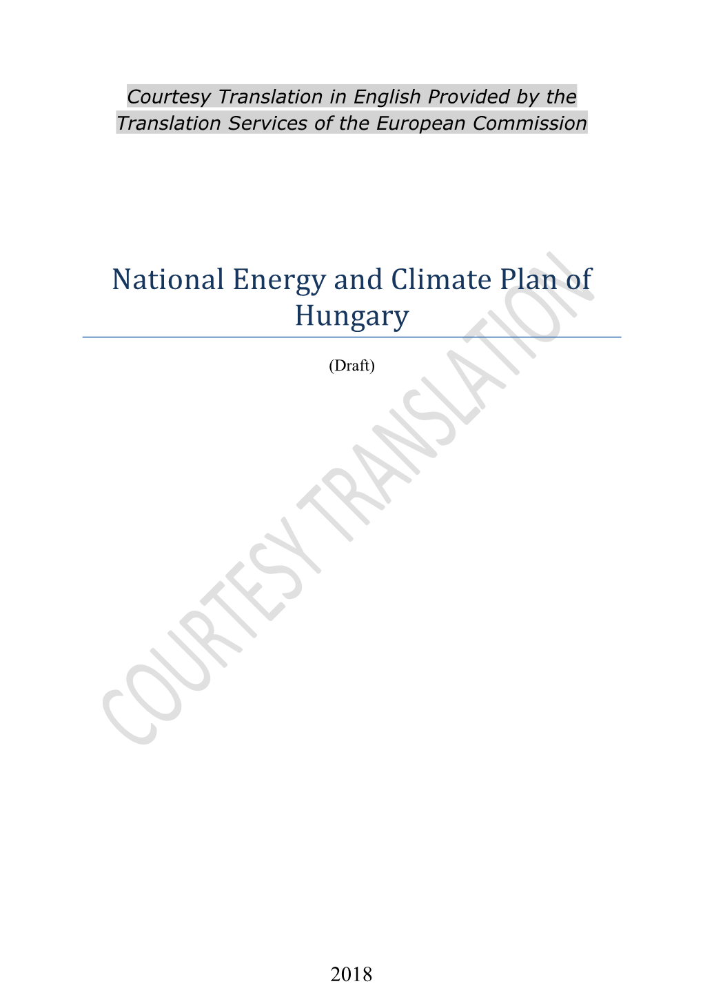 National Energy and Climate Plan of Hungary