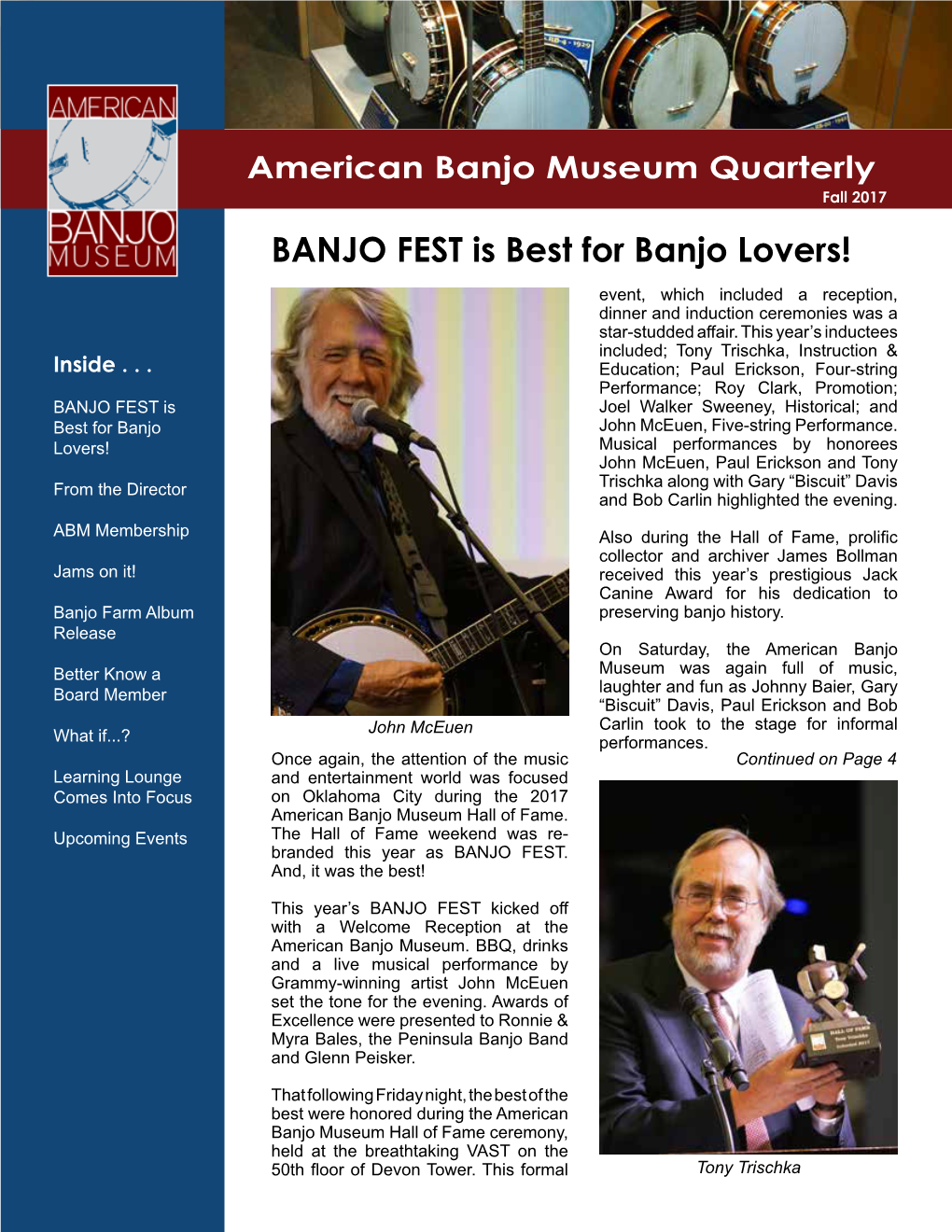 BANJO FEST Is Best for Banjo Lovers! Event, Which Included a Reception, Dinner and Induction Ceremonies Was a Star-Studded Affair