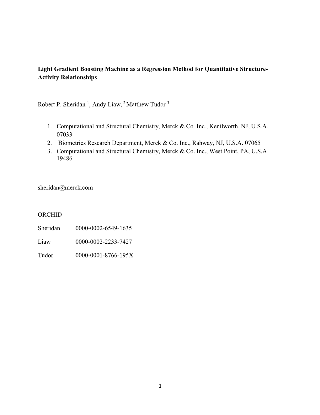 Light Gradient Boosting Machine As a Regression Method for Quantitative Structure- Activity Relationships