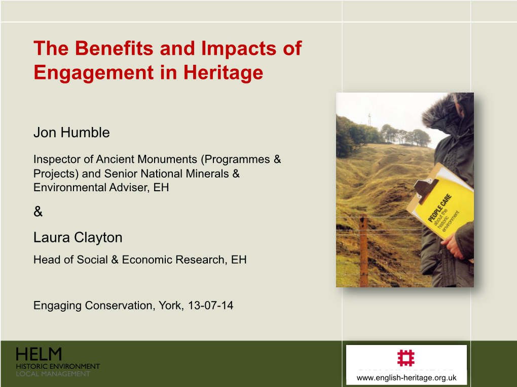 The Benefits and Impacts of Engagement in Heritage