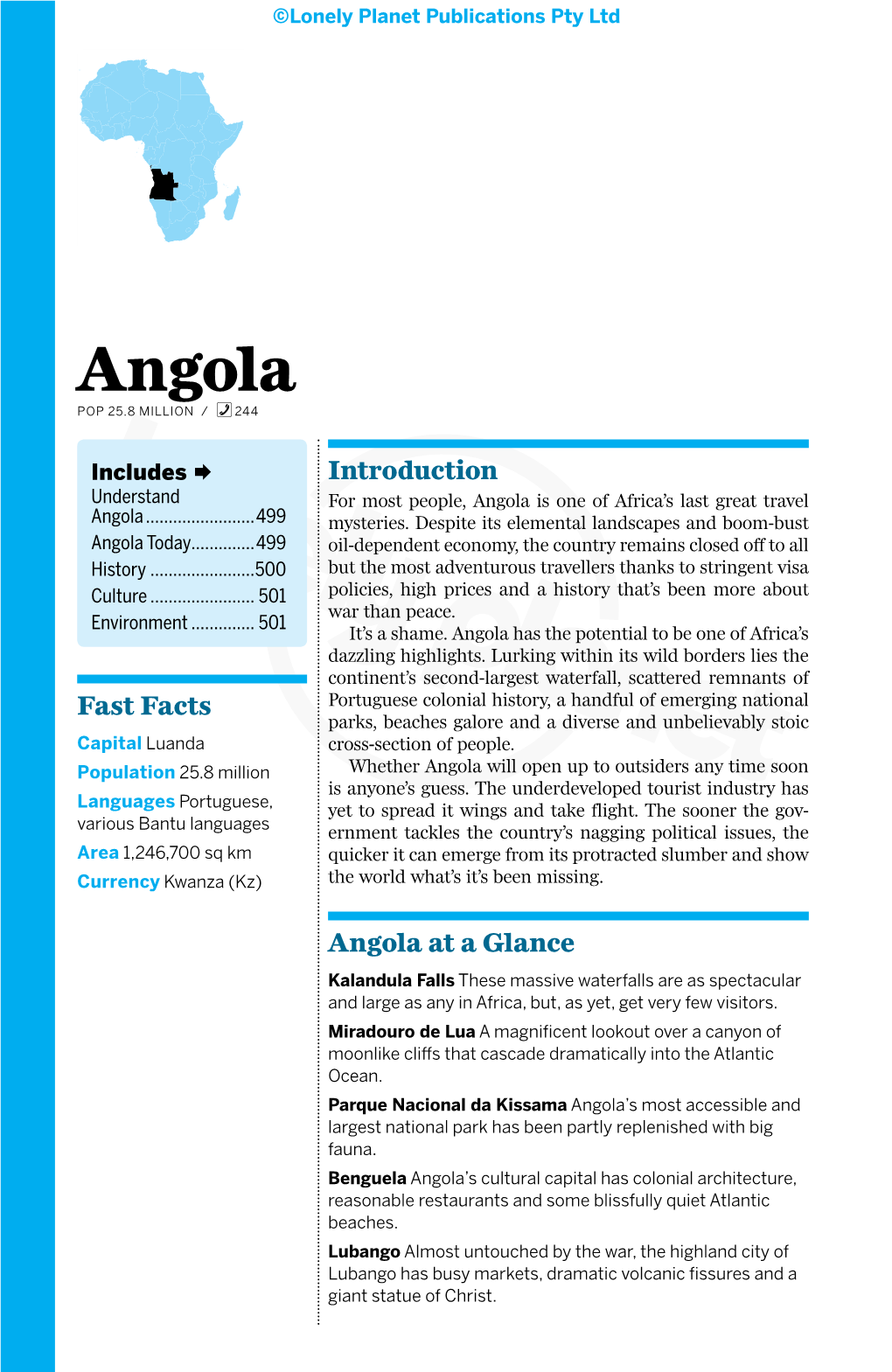 Angola% POP 25.8 MILLION / 244