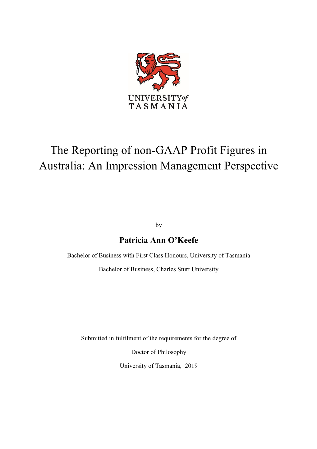 The Reporting of Non-GAAP Profit Figures in Australia: an Impression Management Perspective