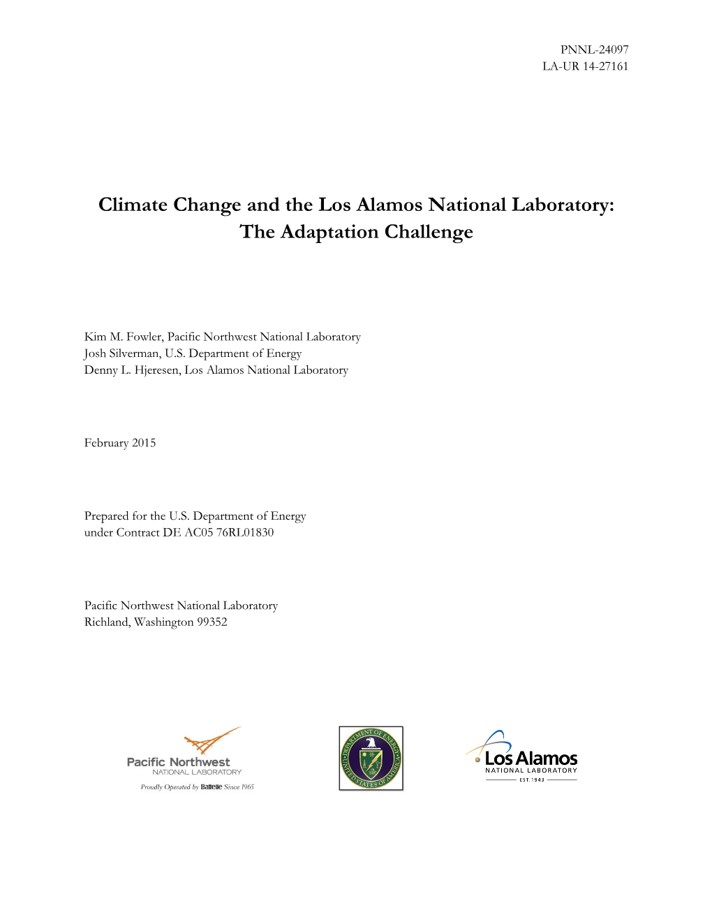 Climate Change and the Los Alamos National Laboratory: the Adaptation Challenge