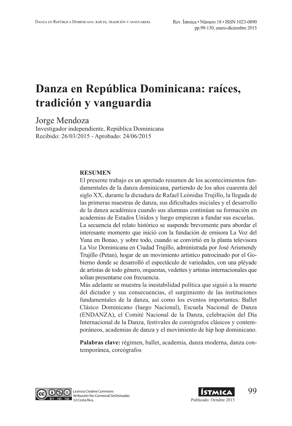 Danza En República Dominicana: Raíces, Tradición Y Vanguardia Rev