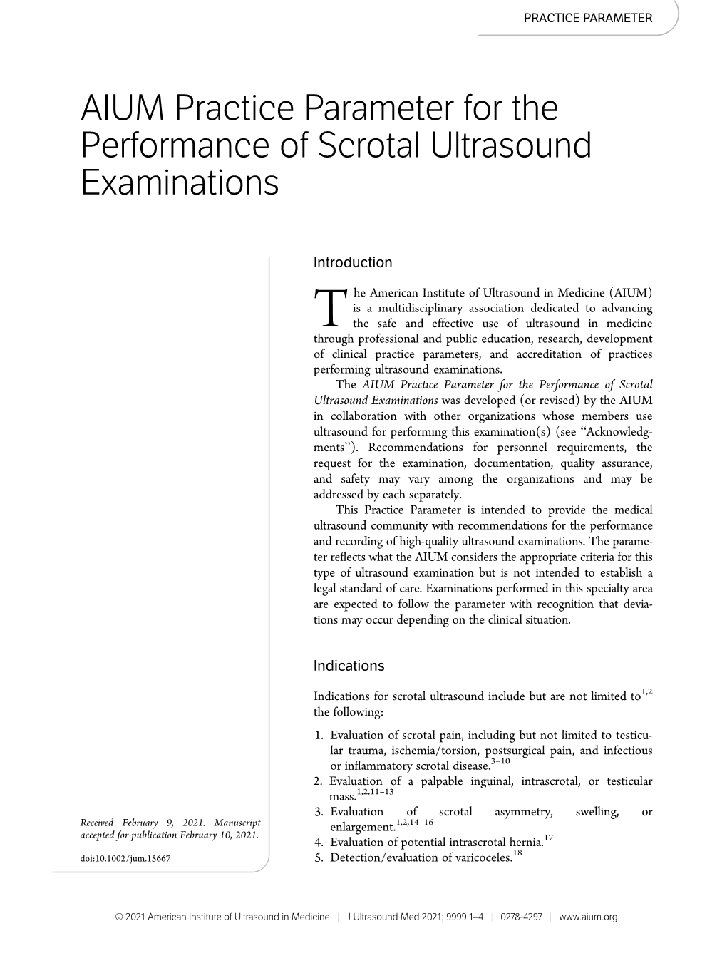 AIUM Practice Parameter for the Performance of Scrotal Ultrasound Examinations