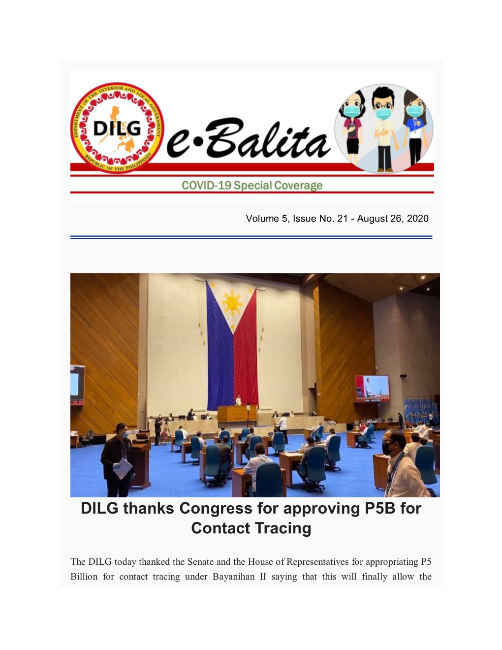 DILG Thanks Congress for Approving P5B for Contact Tracing