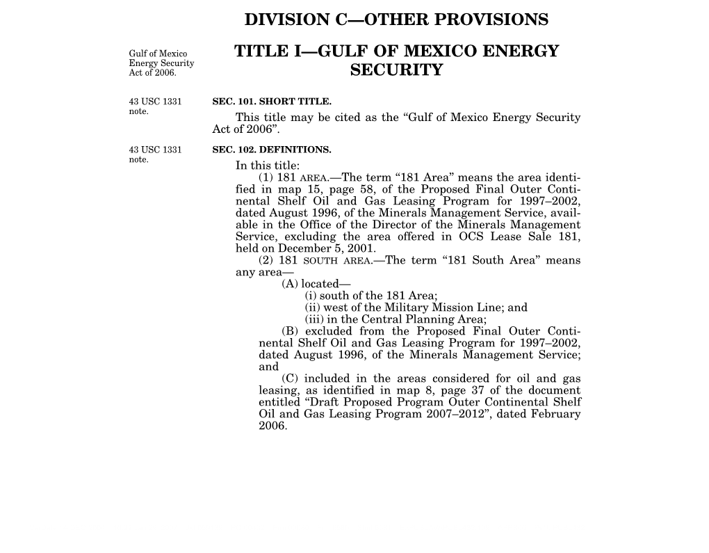 Gulf of Mexico Energy Security Act of 2006’’