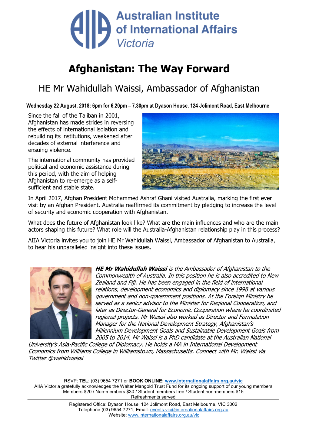 Afghanistan: the Way Forward