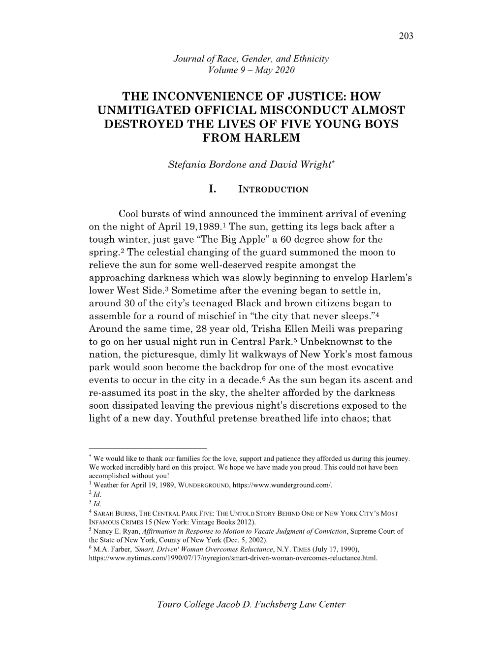 How Unmitigated Official Misconduct Almost Destroyed the Lives of Five Young Boys from Harlem