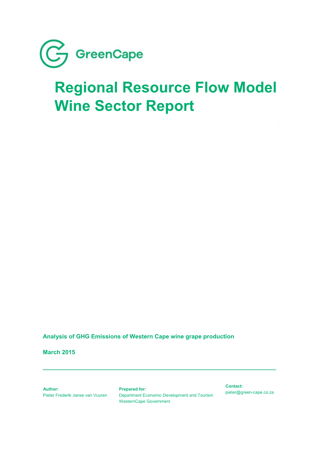 Regional Resource Flow Model Wine Sector Report