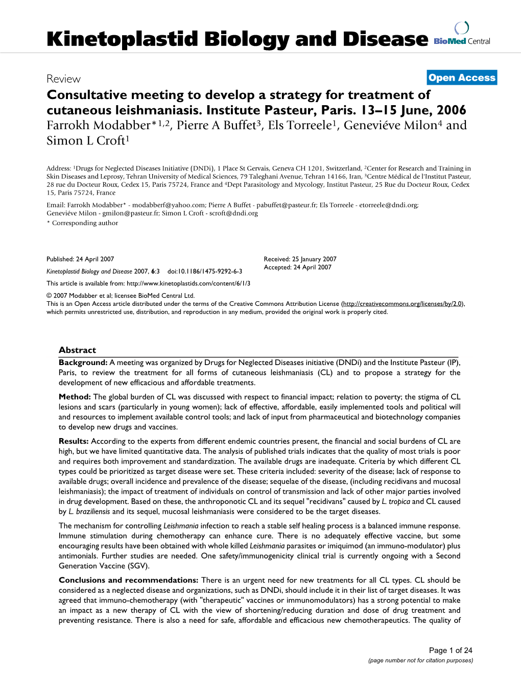 Kinetoplastid Biology and Disease Biomed Central